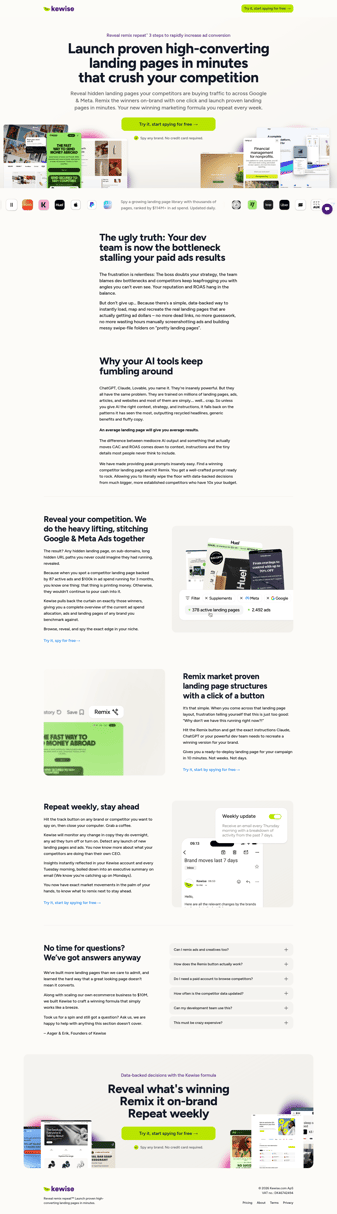 Kewise landing page desktop screenshot