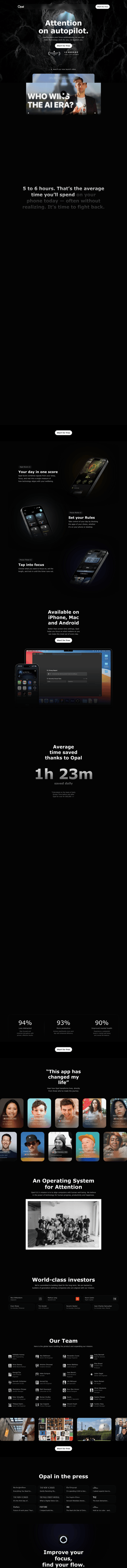 Opal・#1 Screen Time App landing page desktop screenshot