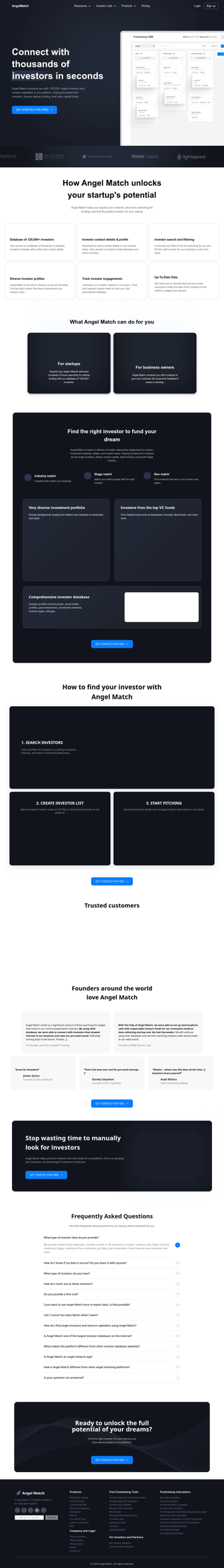 Angel Match landing page desktop screenshot