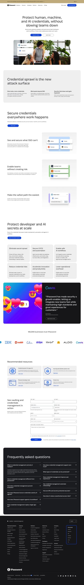 1Password landing page desktop screenshot