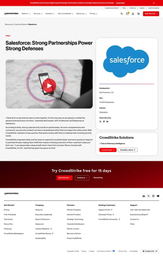 Crowdstrike landing page desktop screenshot