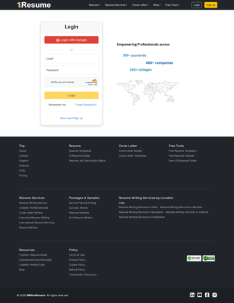 1MillionResume landing page desktop screenshot