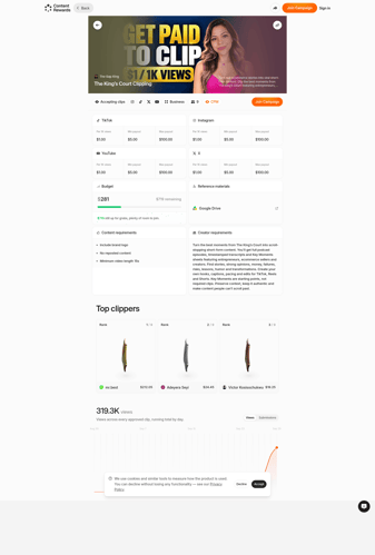 Content Rewards Inc. landing page desktop screenshot