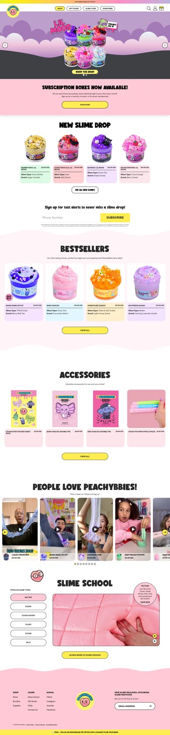 PeachyBbies landing page desktop screenshot
