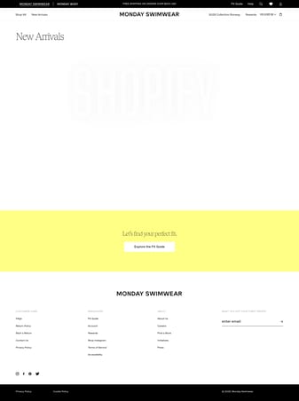 Monday Swimwear landing page desktop screenshot
