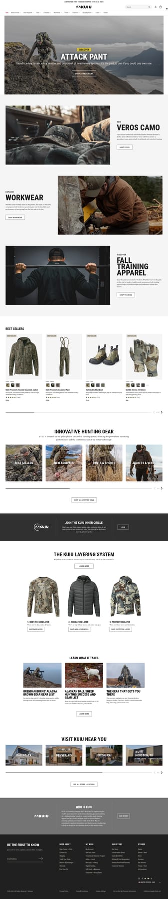 KUIU landing page desktop screenshot