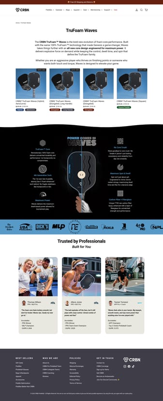 CRBN Pickleball landing page desktop screenshot