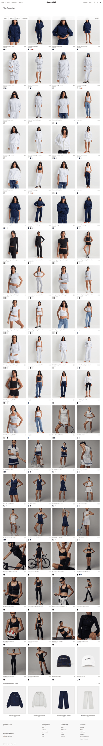 Sporty & Rich landing page desktop screenshot