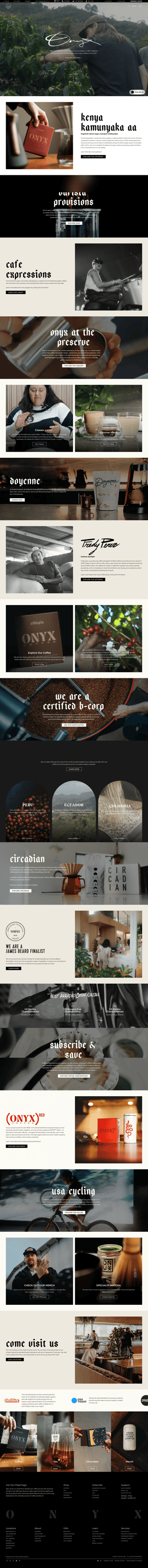 Onyx Coffee Lab landing page desktop screenshot
