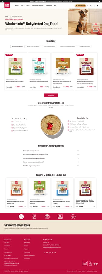 The Honest Kitchen landing page desktop screenshot