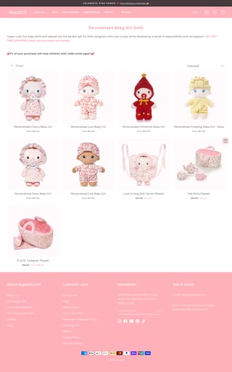 Leya Doll landing page desktop screenshot