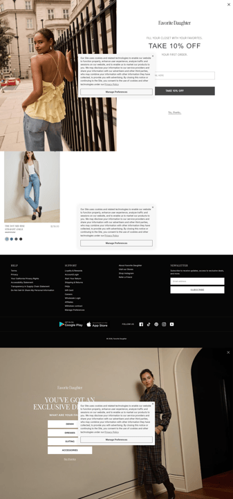 Favorite Daughter landing page desktop screenshot