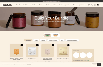 Promix Nutrition landing page desktop screenshot