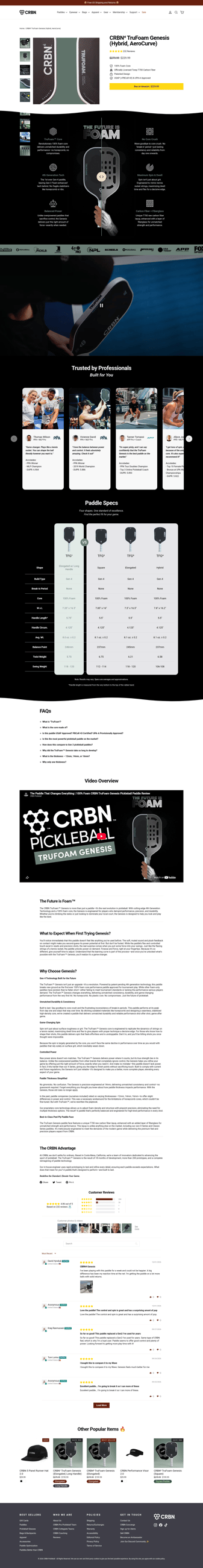 CRBN Pickleball landing page desktop screenshot