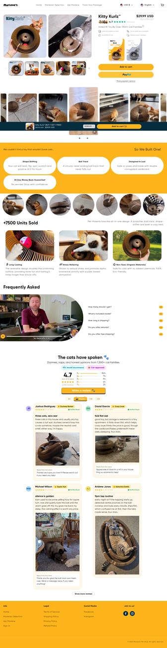 Marlene's Pet Shop landing page desktop screenshot