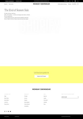 Monday Swimwear landing page desktop screenshot