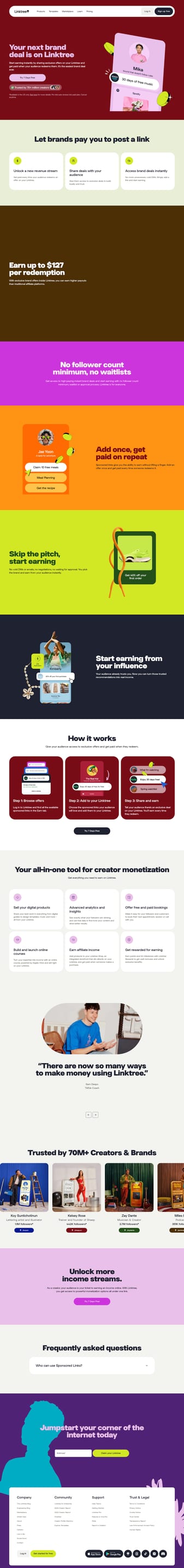 Linktree landing page desktop screenshot