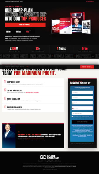 Grant Cardone landing page desktop screenshot