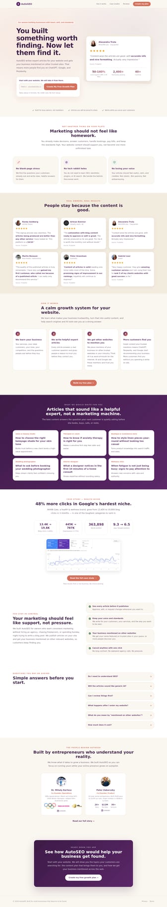 AutoSEO landing page desktop screenshot