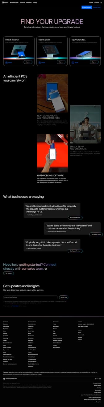 Square landing page desktop screenshot