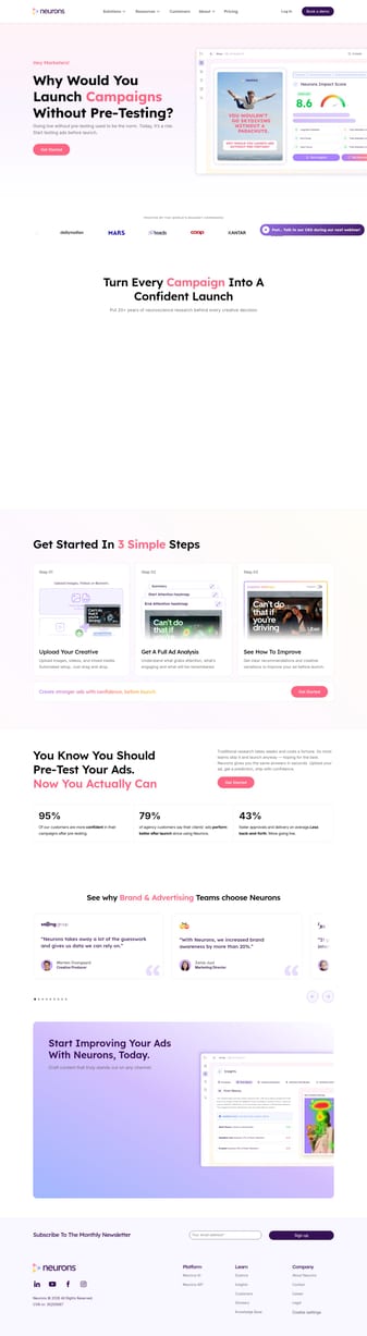 Neurons landing page desktop screenshot