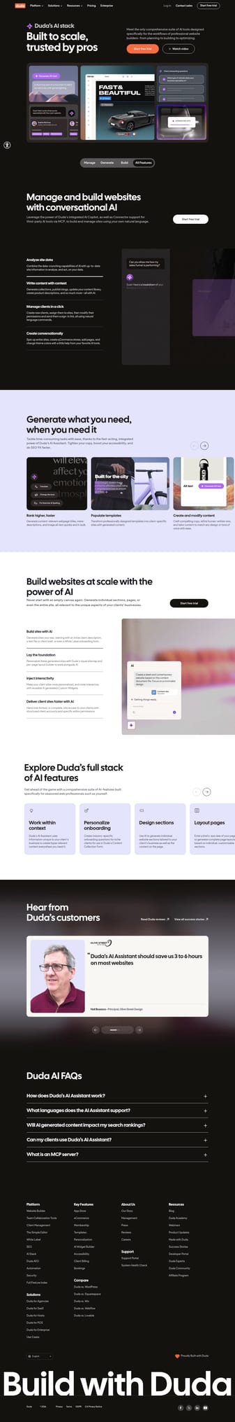 Duda landing page desktop screenshot