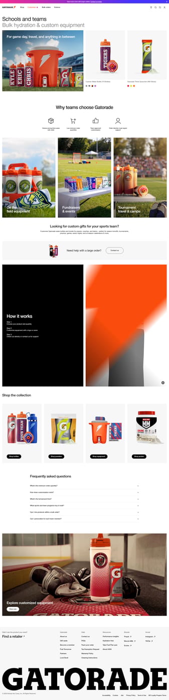 Gatorade landing page desktop screenshot