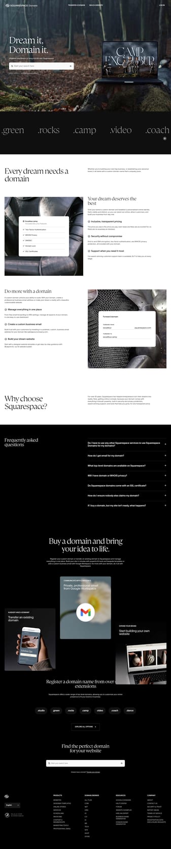 Squarespace landing page desktop screenshot