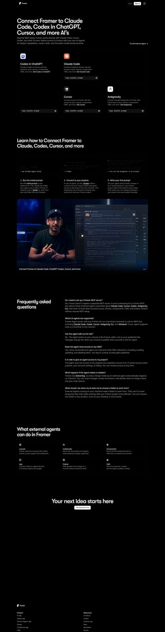 Framer landing page desktop screenshot
