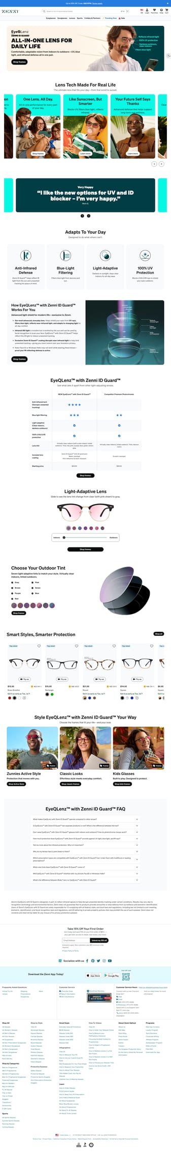 Zenni Optical landing page desktop screenshot