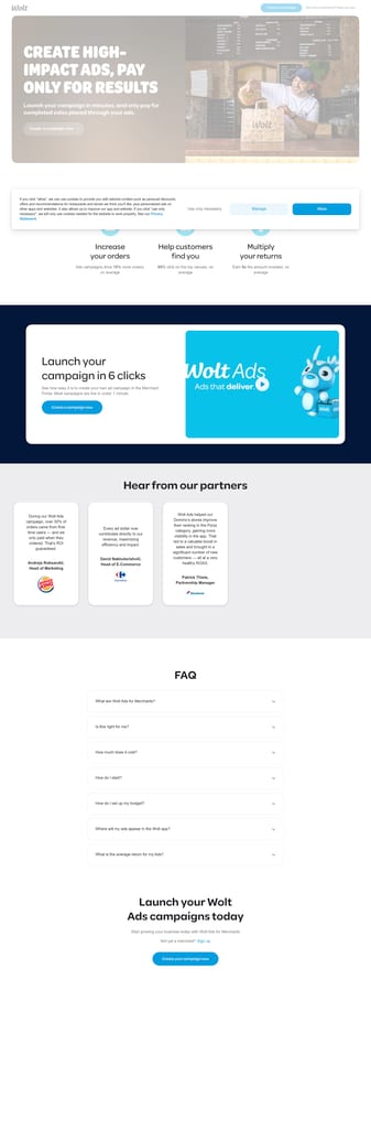 Wolt landing page desktop screenshot