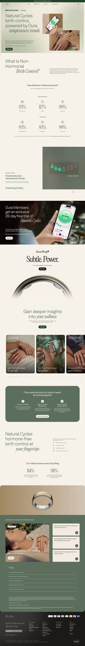 ŌURA landing page desktop screenshot