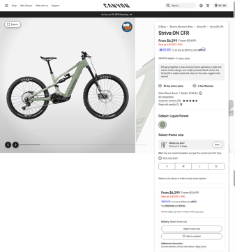 Canyon landing page desktop screenshot