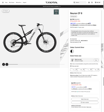 Canyon landing page desktop screenshot