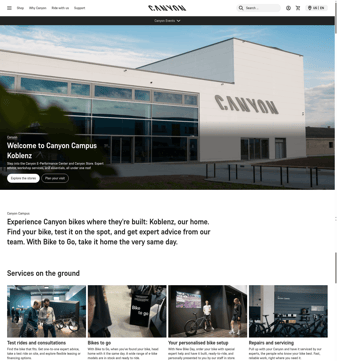 Canyon landing page desktop screenshot