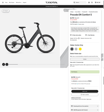 Canyon landing page desktop screenshot