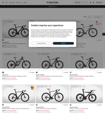 Canyon landing page desktop screenshot