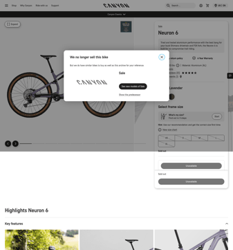 Canyon landing page desktop screenshot