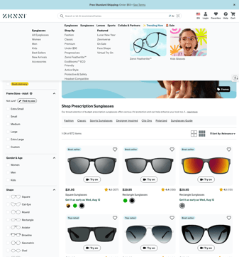 Zenni Optical landing page desktop screenshot