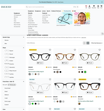 Zenni Optical landing page desktop screenshot