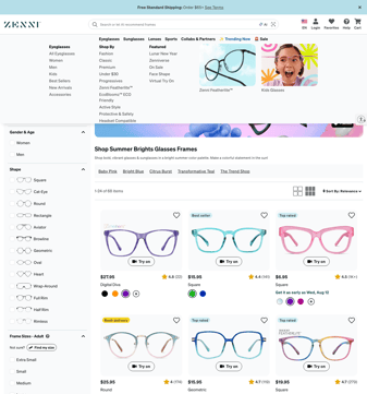 Zenni Optical landing page desktop screenshot