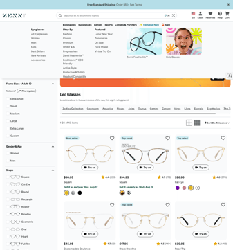Zenni Optical landing page desktop screenshot