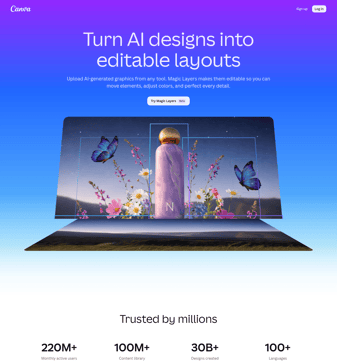 Canva landing page desktop screenshot