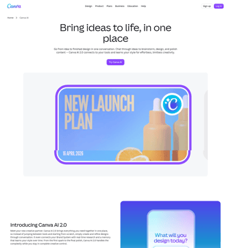 Canva landing page desktop screenshot
