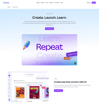 Canva landing page desktop screenshot
