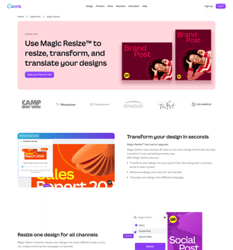 Canva landing page desktop screenshot