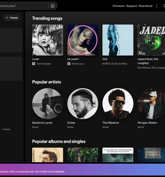 Spotify landing page desktop screenshot