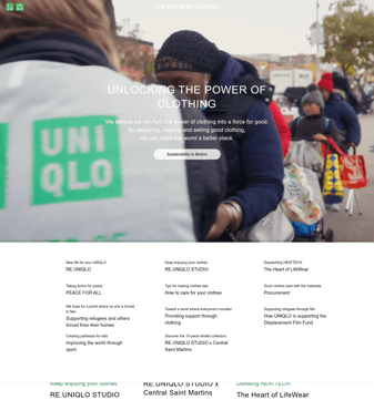 Uniqlo landing page desktop screenshot