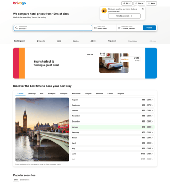 Trivago landing page desktop screenshot