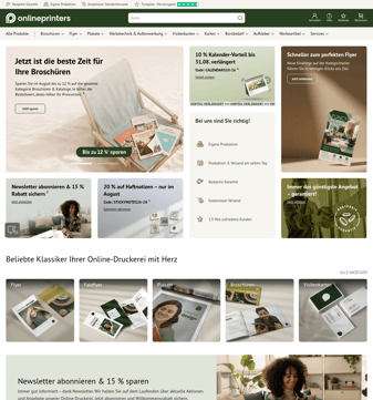 Onlineprinters landing page desktop screenshot